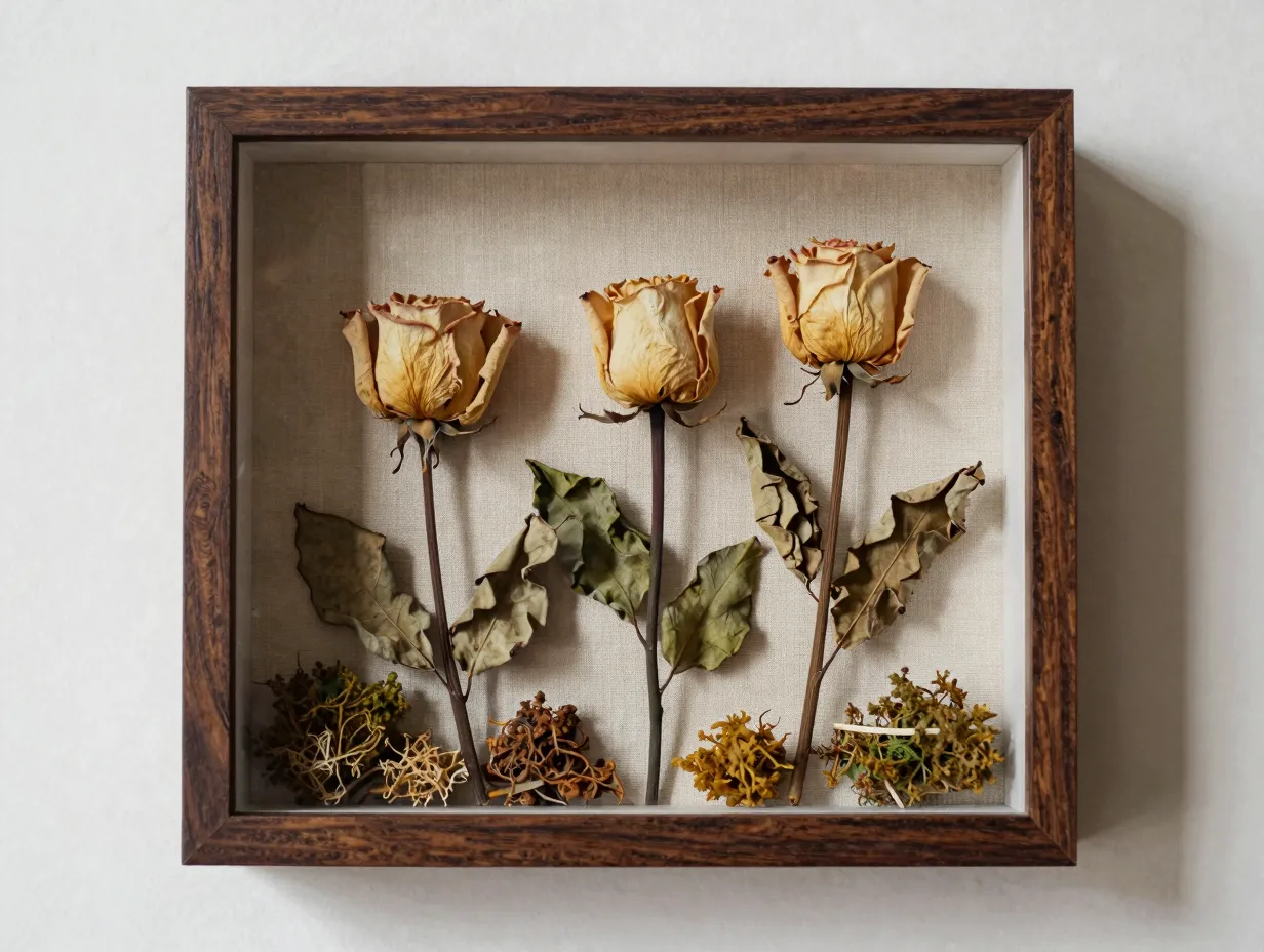 Dried flower shadow boxes