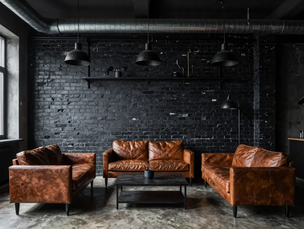 Industrial loft style with exposed ductwork and metal accents