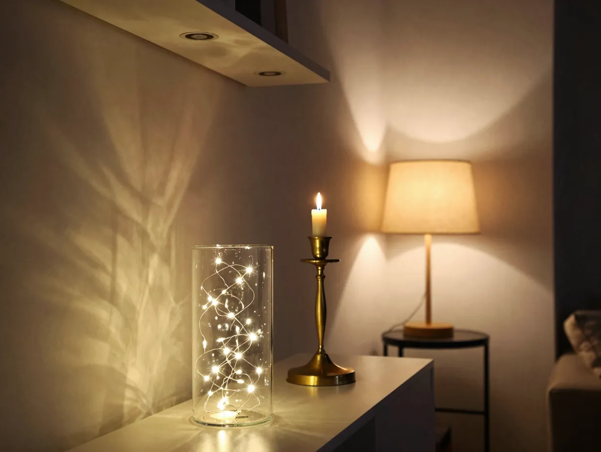 Layer your lighting for maximum warmth and atmosphere