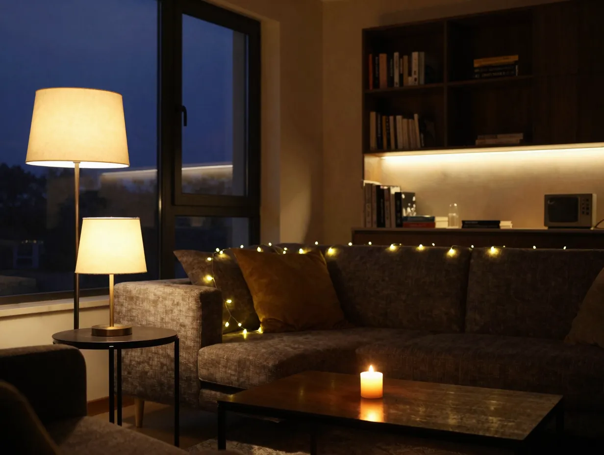 Layer your lighting for warmth and flexibility