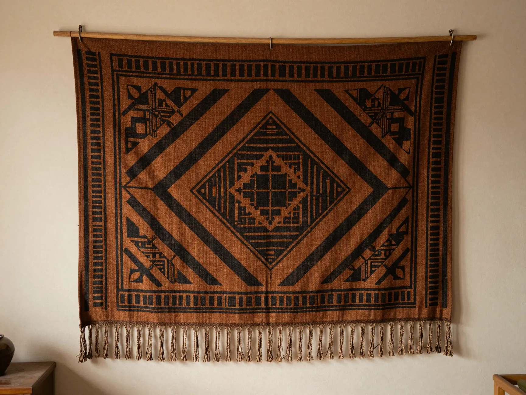 Hang a diy woven textile or fabric wall panel