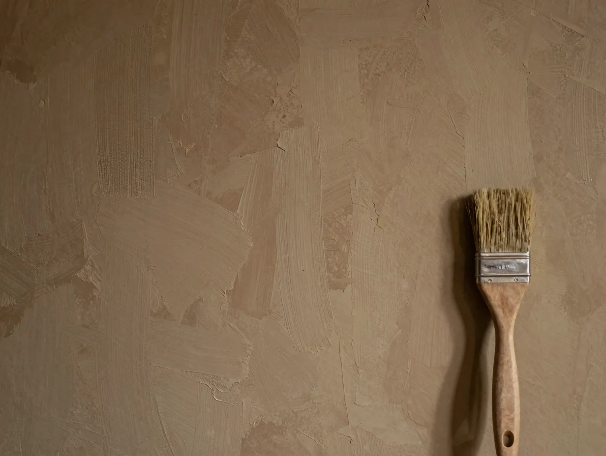 Apply diy textured wall finish using plaster or limewash paint