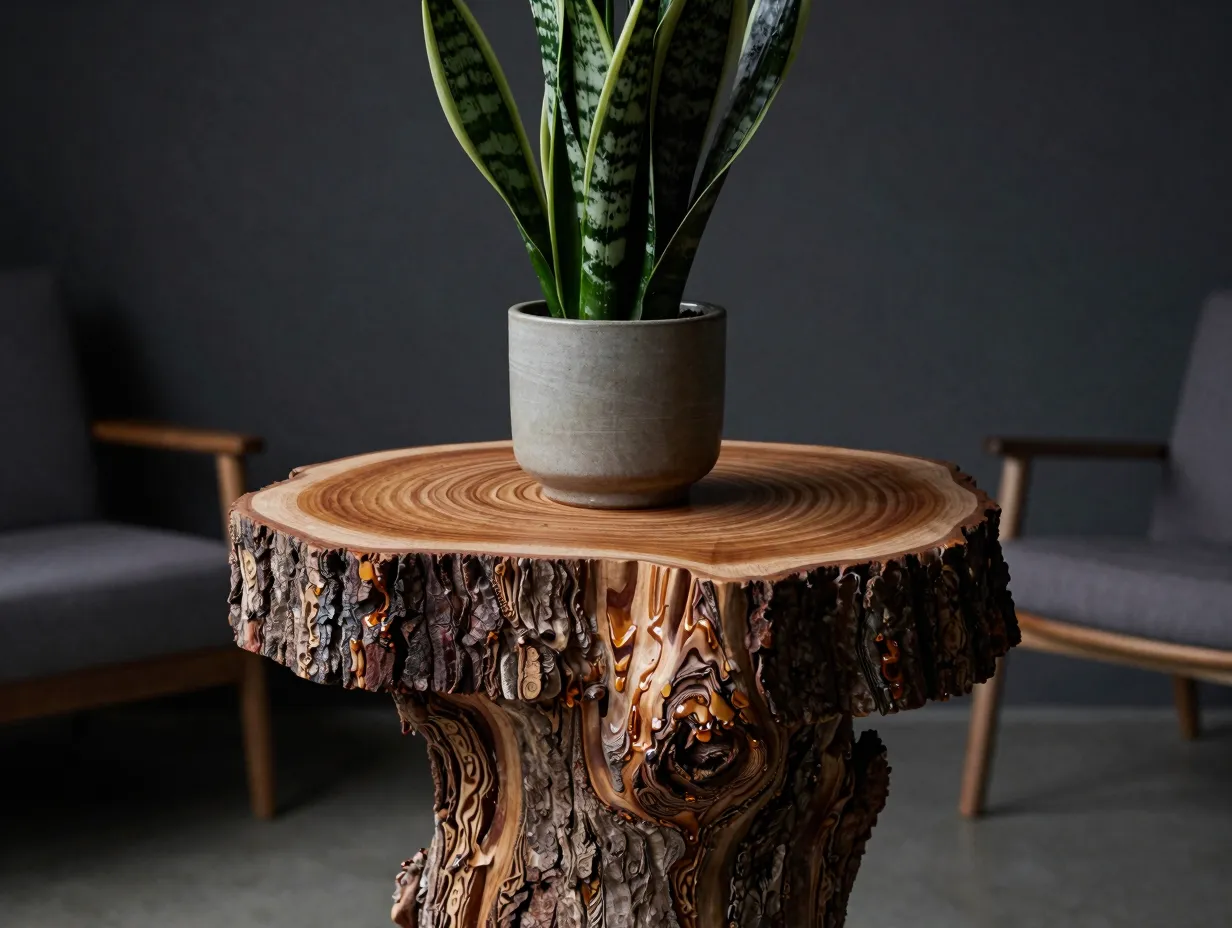 Log slice pedestal stand