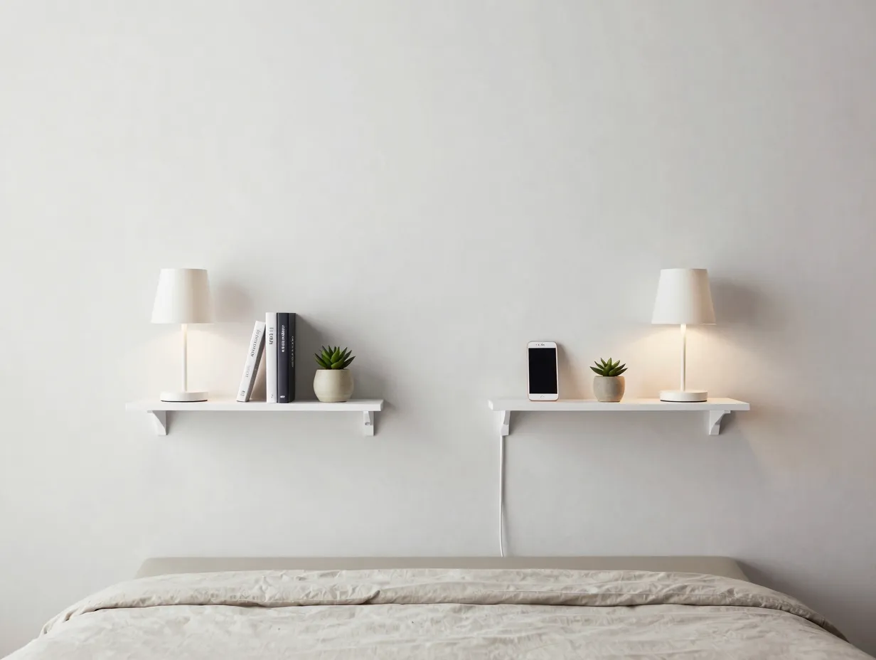 Floating bedside hover shelves