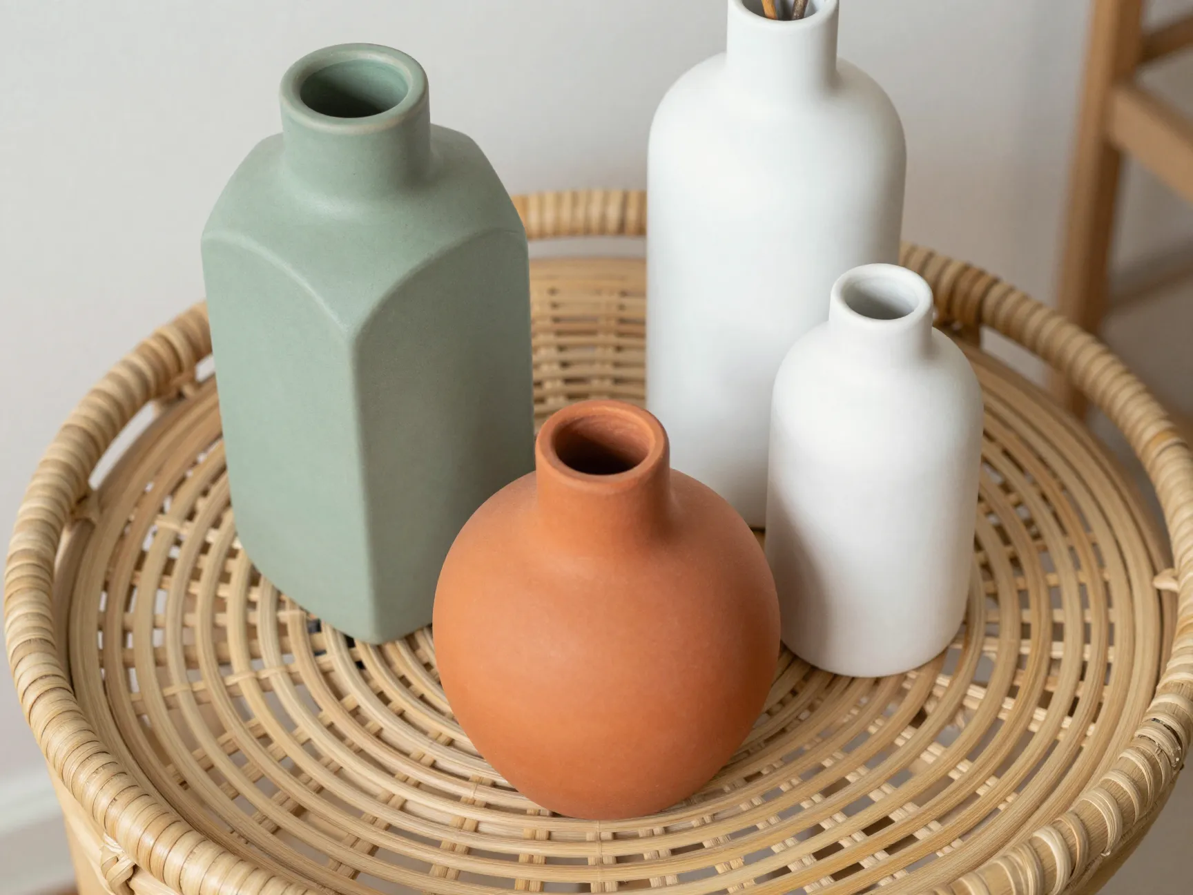 Sage green geometric ceramic vase