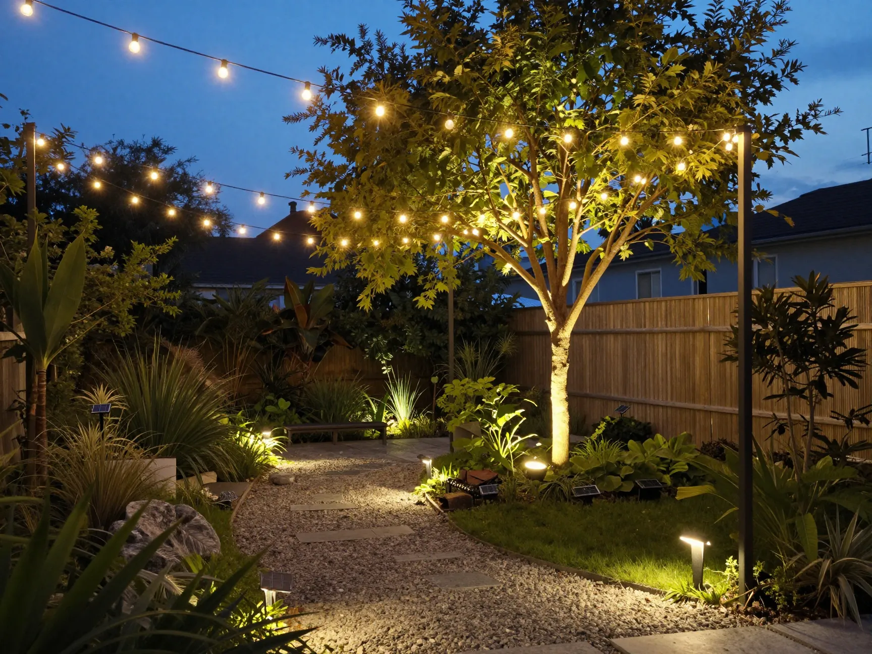Use lighting to extend the garden into the evening