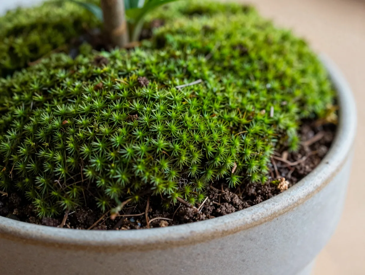 Use decorative soil covers to elevate pot aesthetics