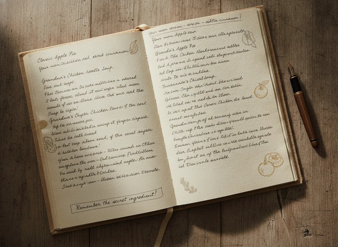 A handwritten recipe book of his favorite meals