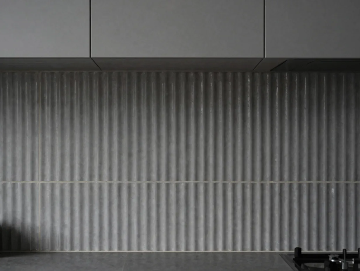 Textured and fluted wall tiles for depth