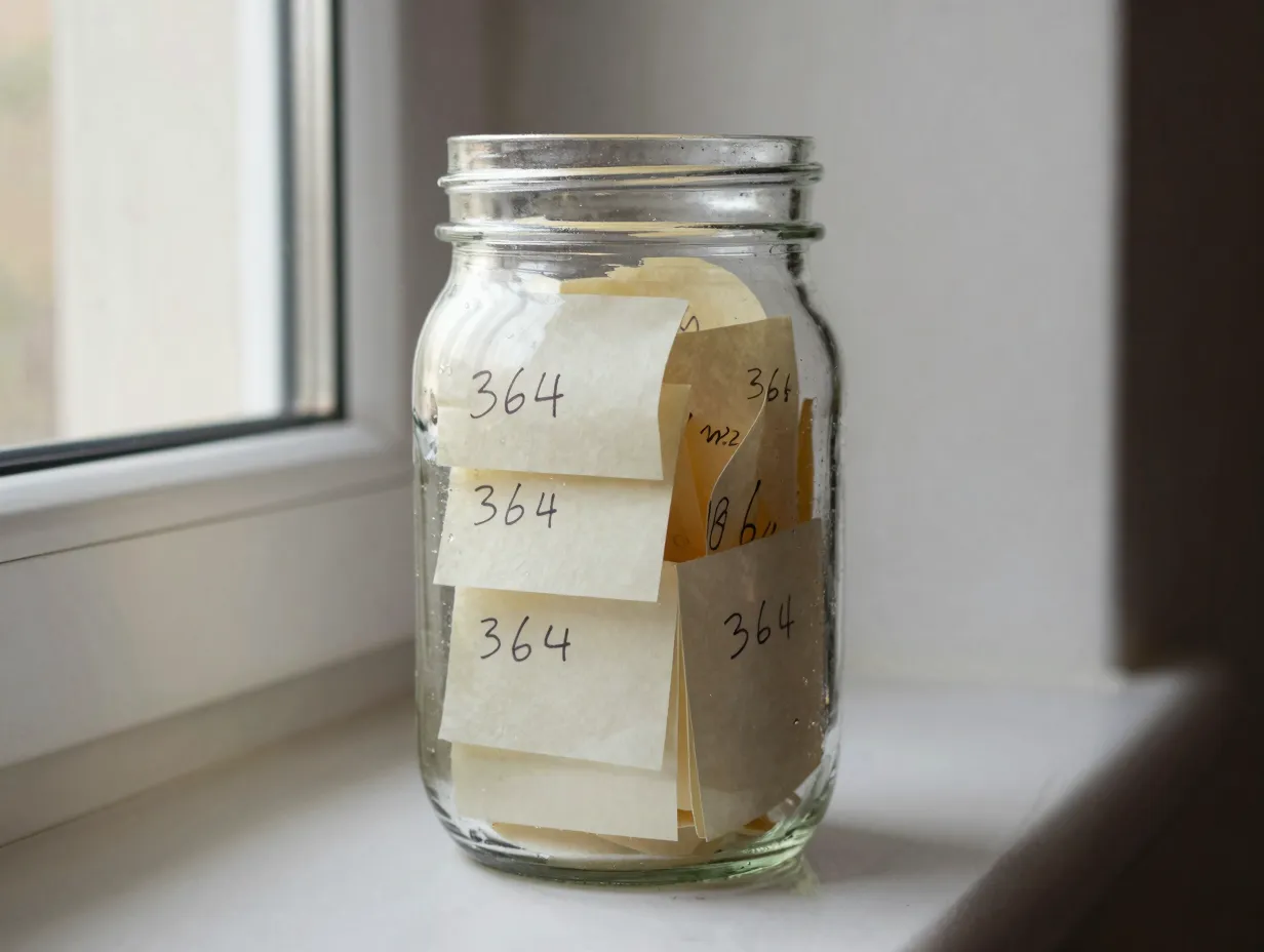 A memory jar filled with 365 notes