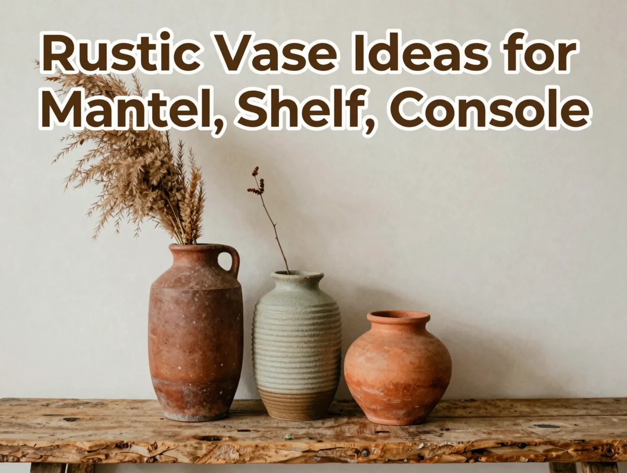 Rustic vase ideas for mantel shelf console