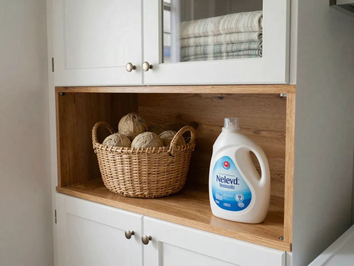 Mix open and closed storage for practical calm