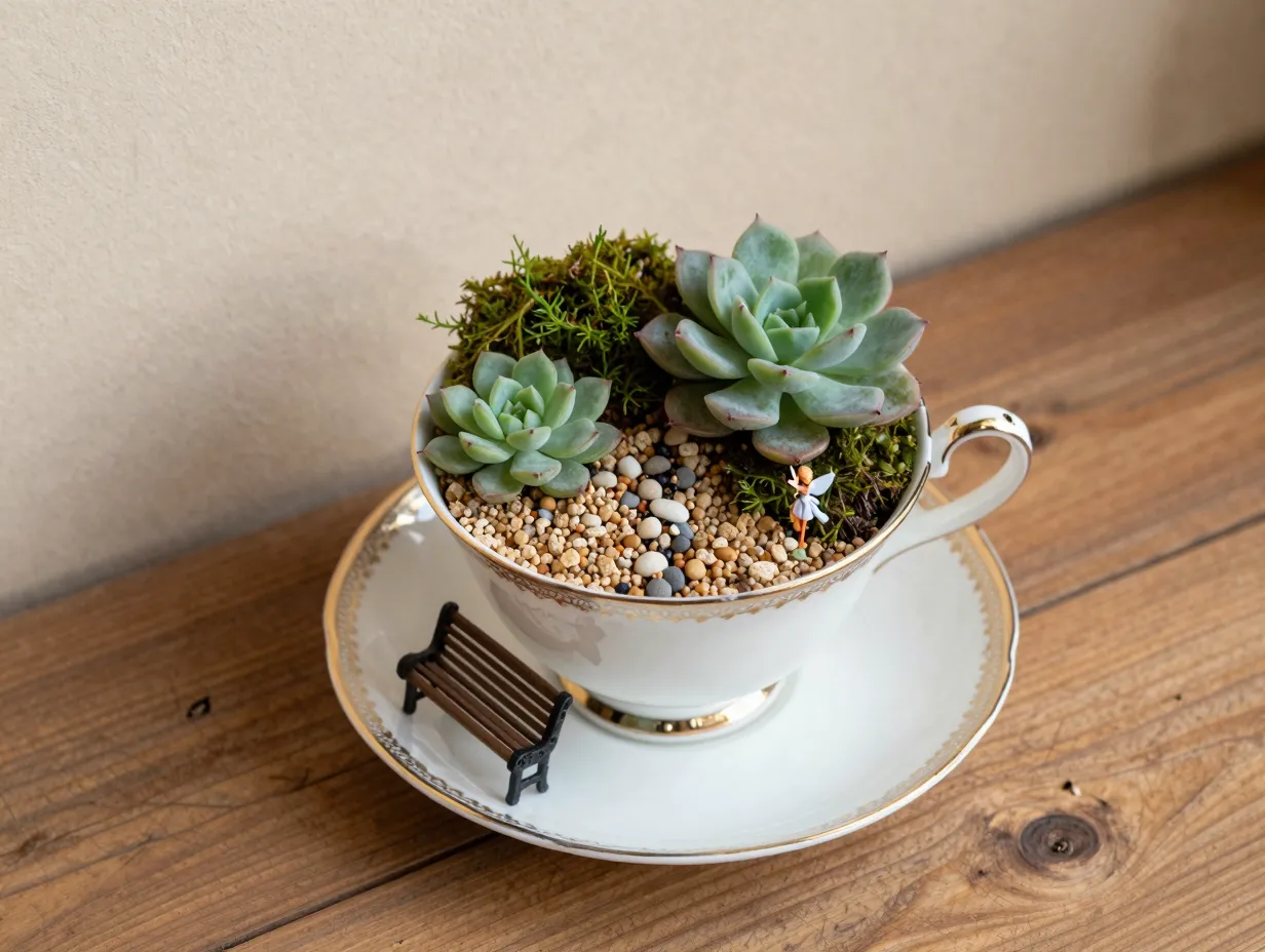 Teacup fairy garden