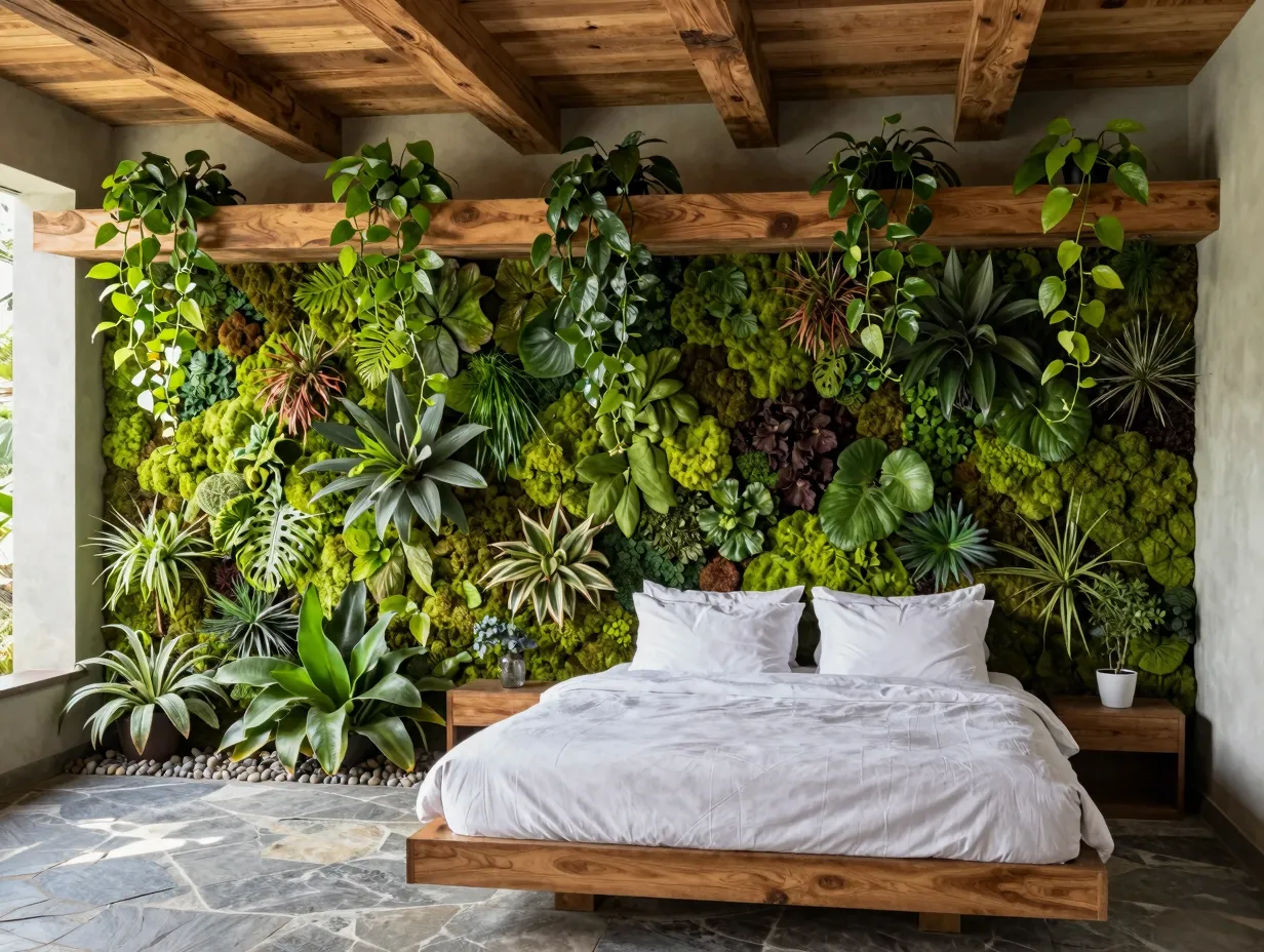 Immersive biophilic bedroom design