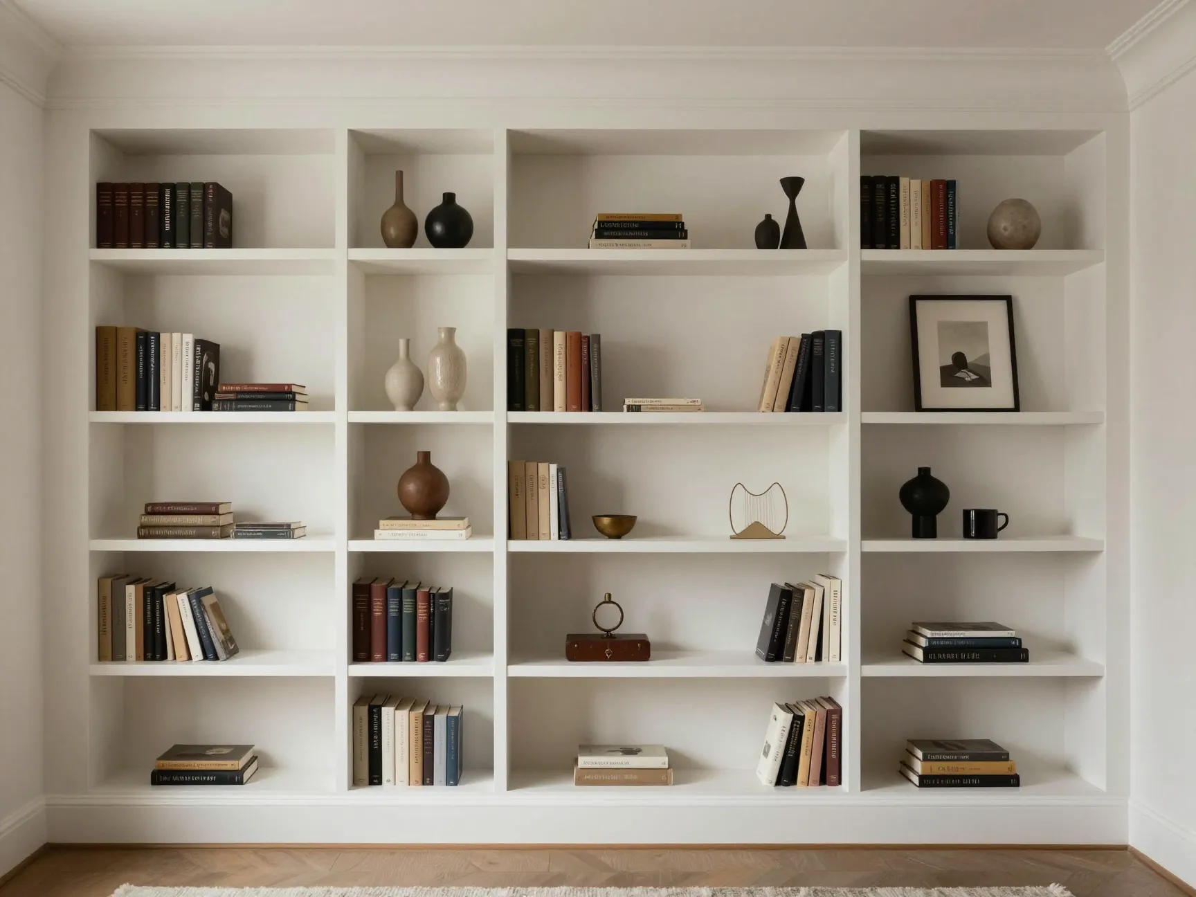 Built in shelves as a feature wall