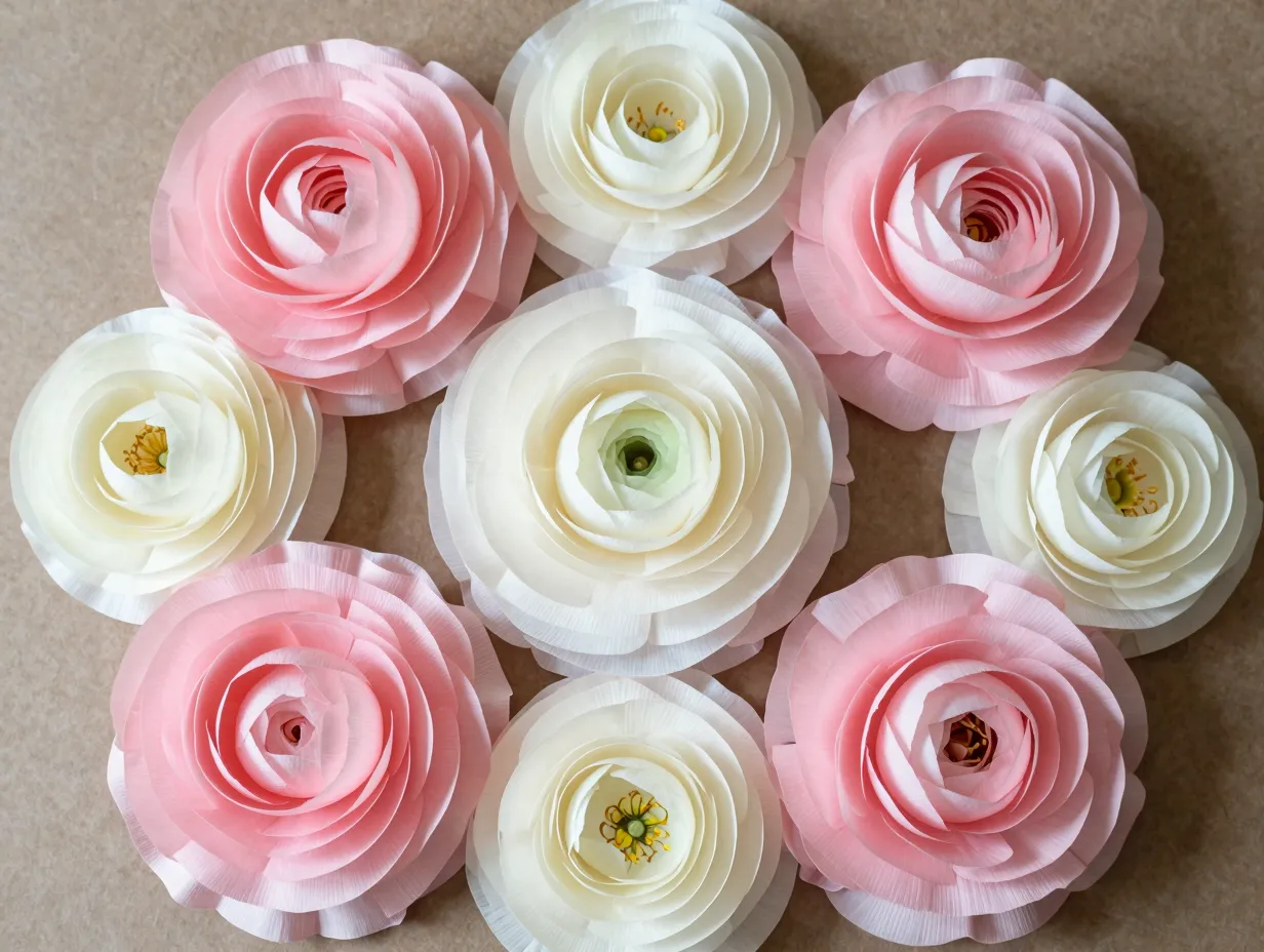 Large scale paper ranunculus