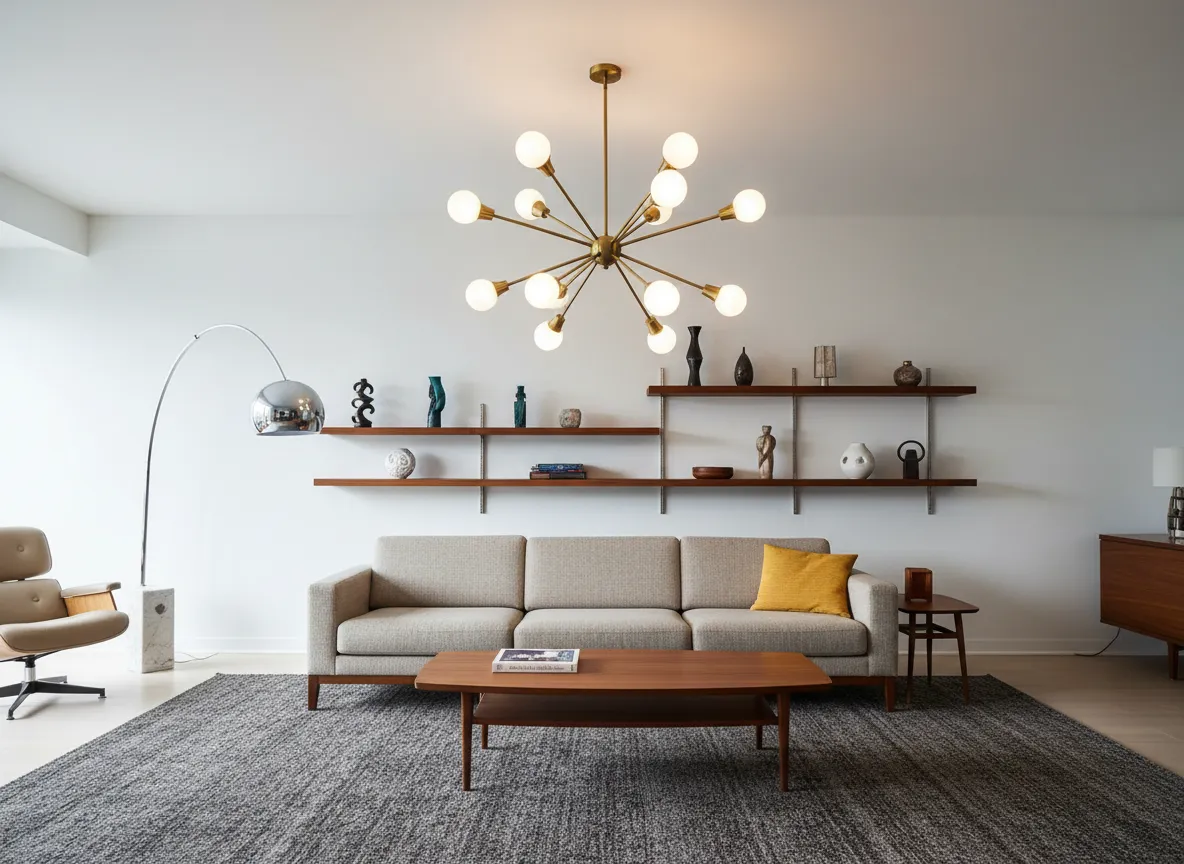 Mustard and charcoal with statement lighting