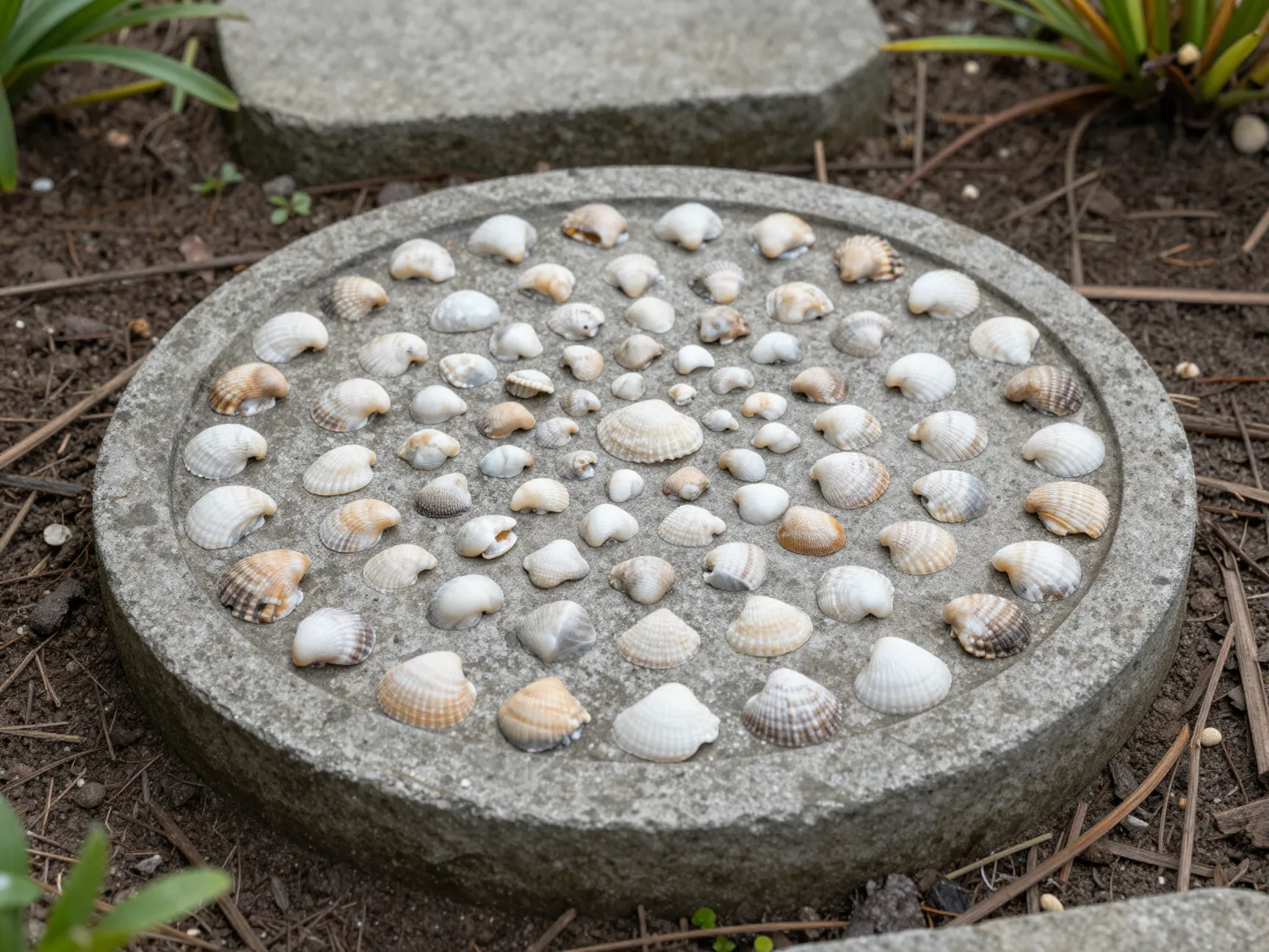 Seashell garden stepping stones