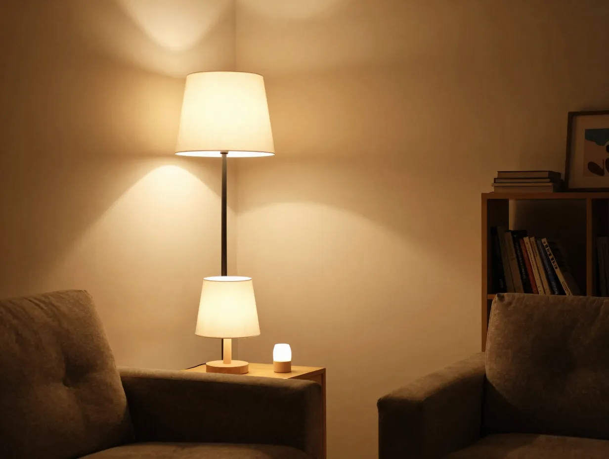 2 replace harsh overhead lighting with layered warm light