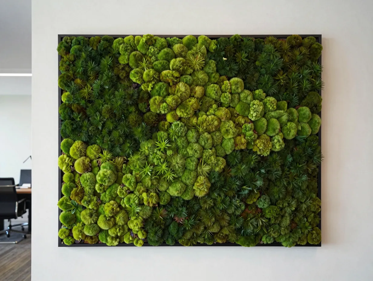 Living moss and preserved plant walls