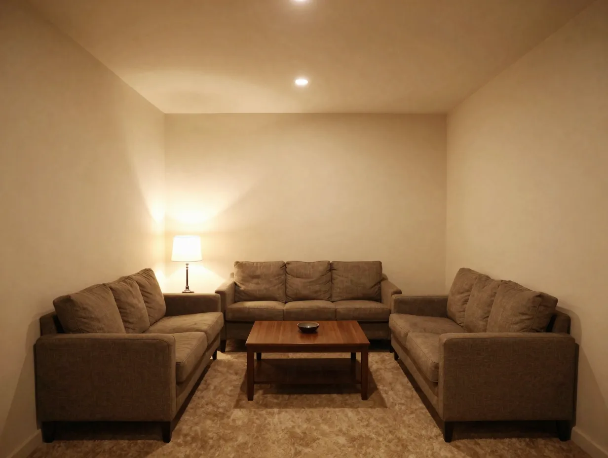 Arrange furniture across the rooms width not its length