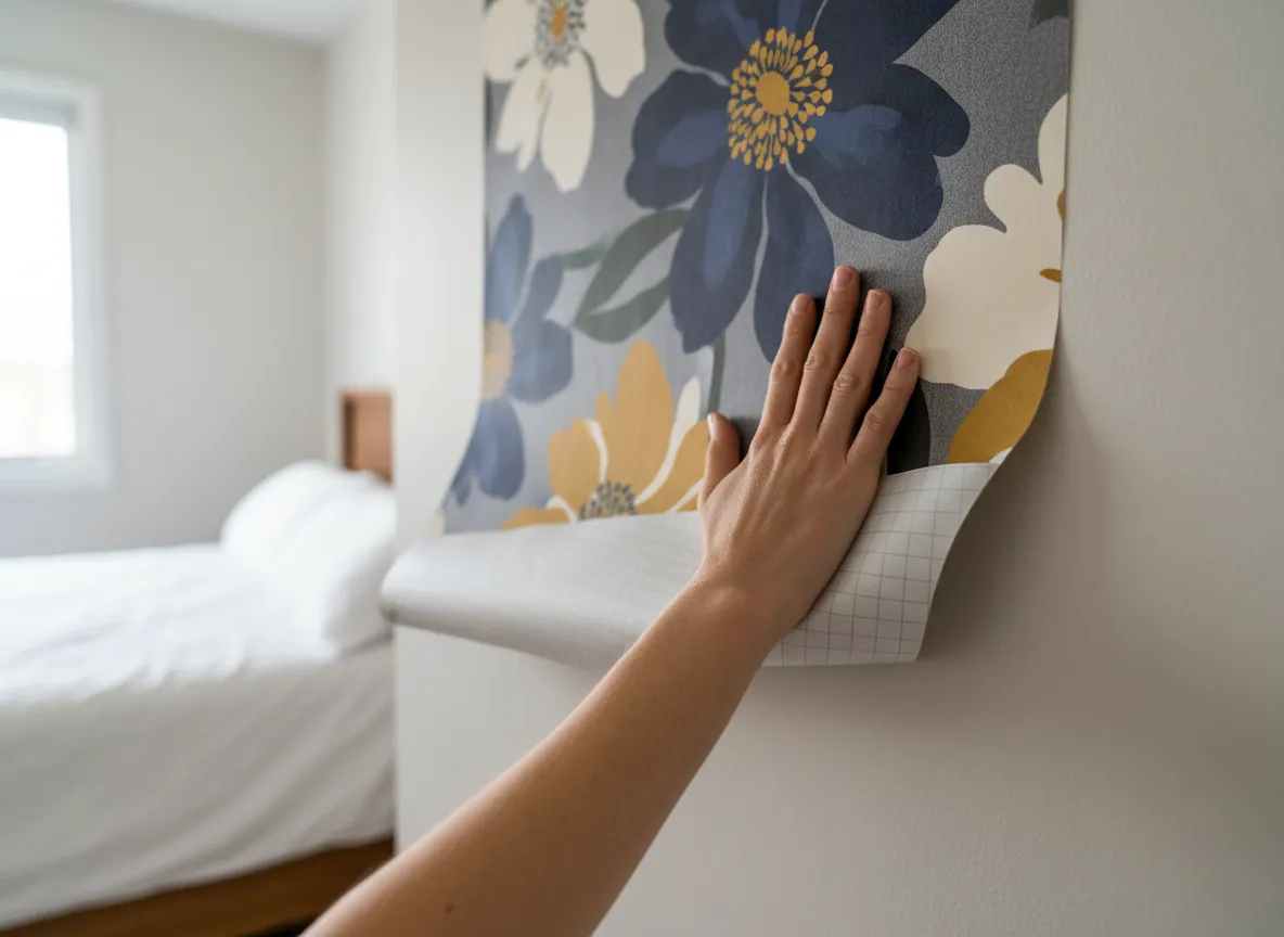 Floral peel and stick wallpaper