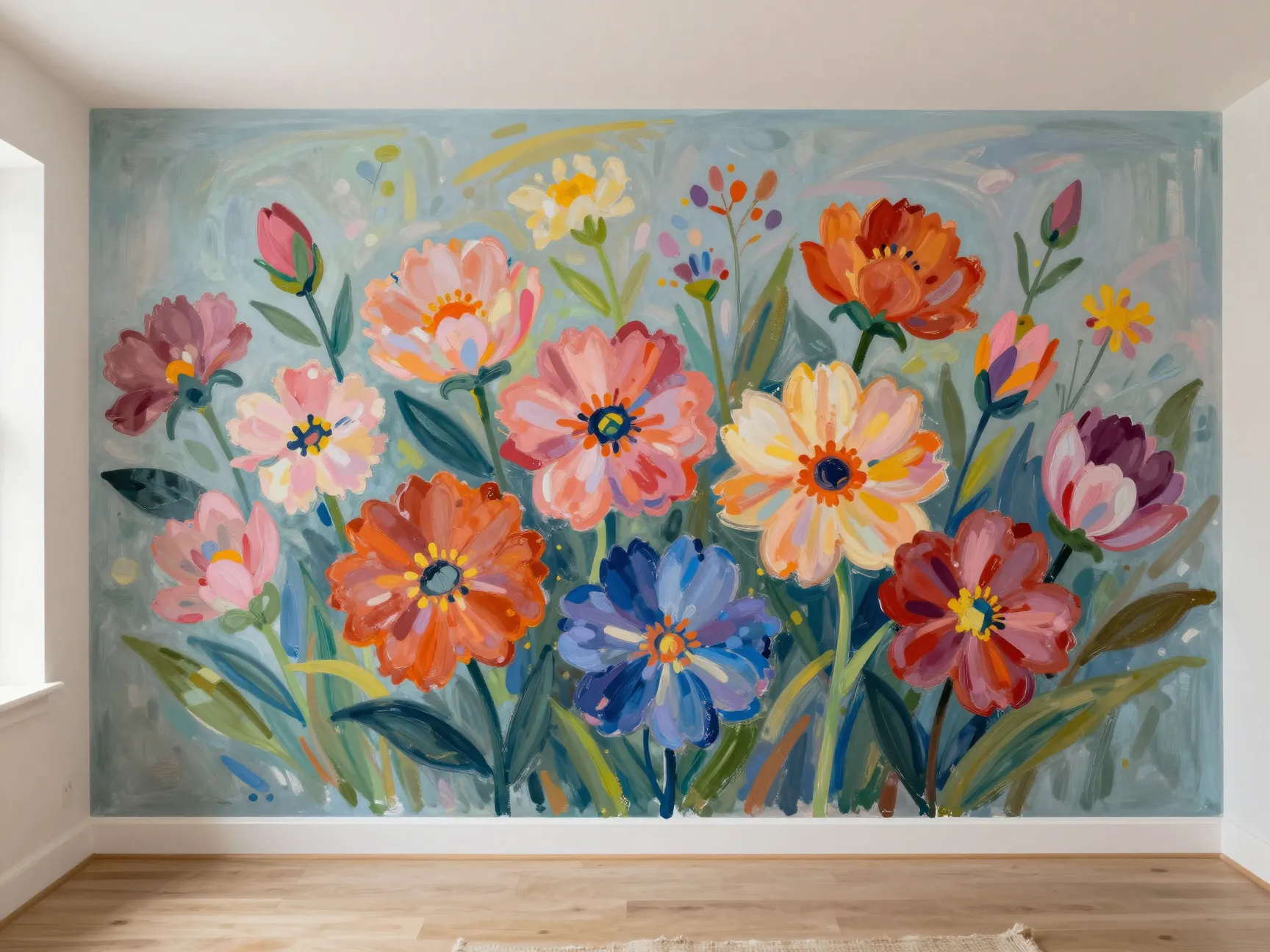 Hand painted floral mural