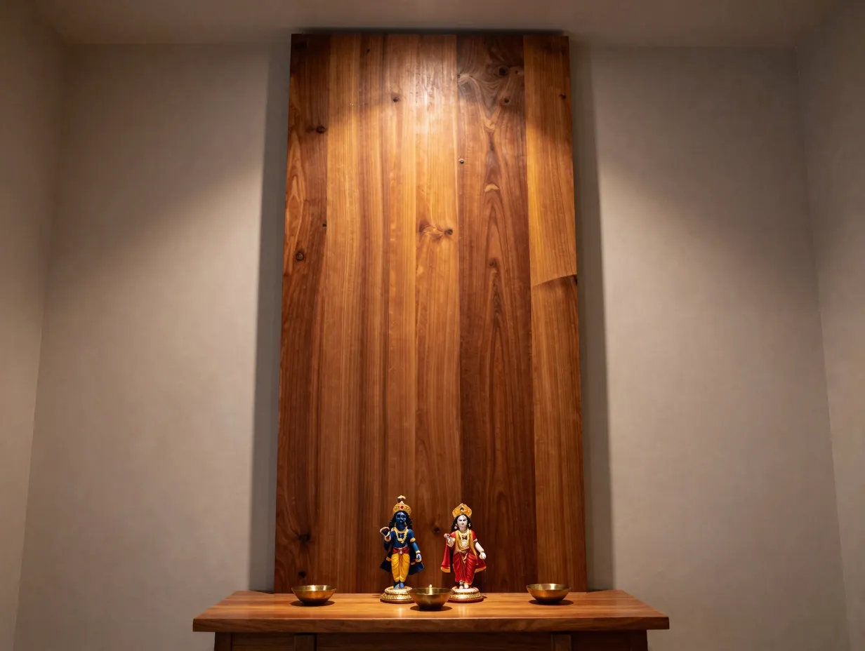 The tall wooden backdrop panel