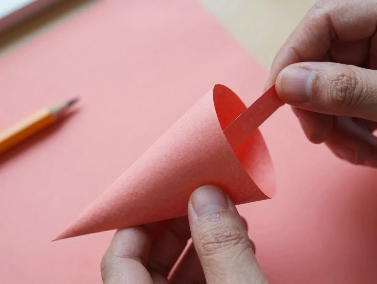 Fold the outer edges back to form the cone shape