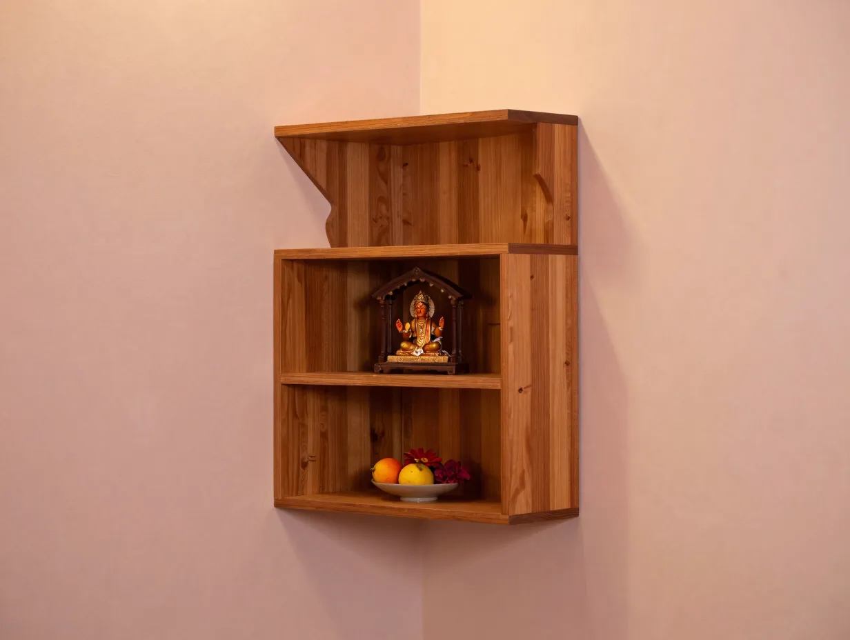 The corner altar with angled shelving
