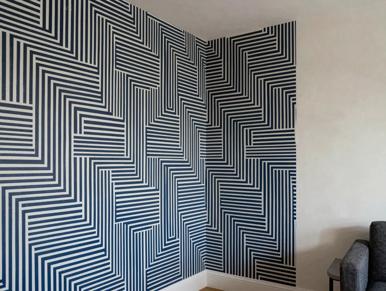 Corner accent walls with bold patterns