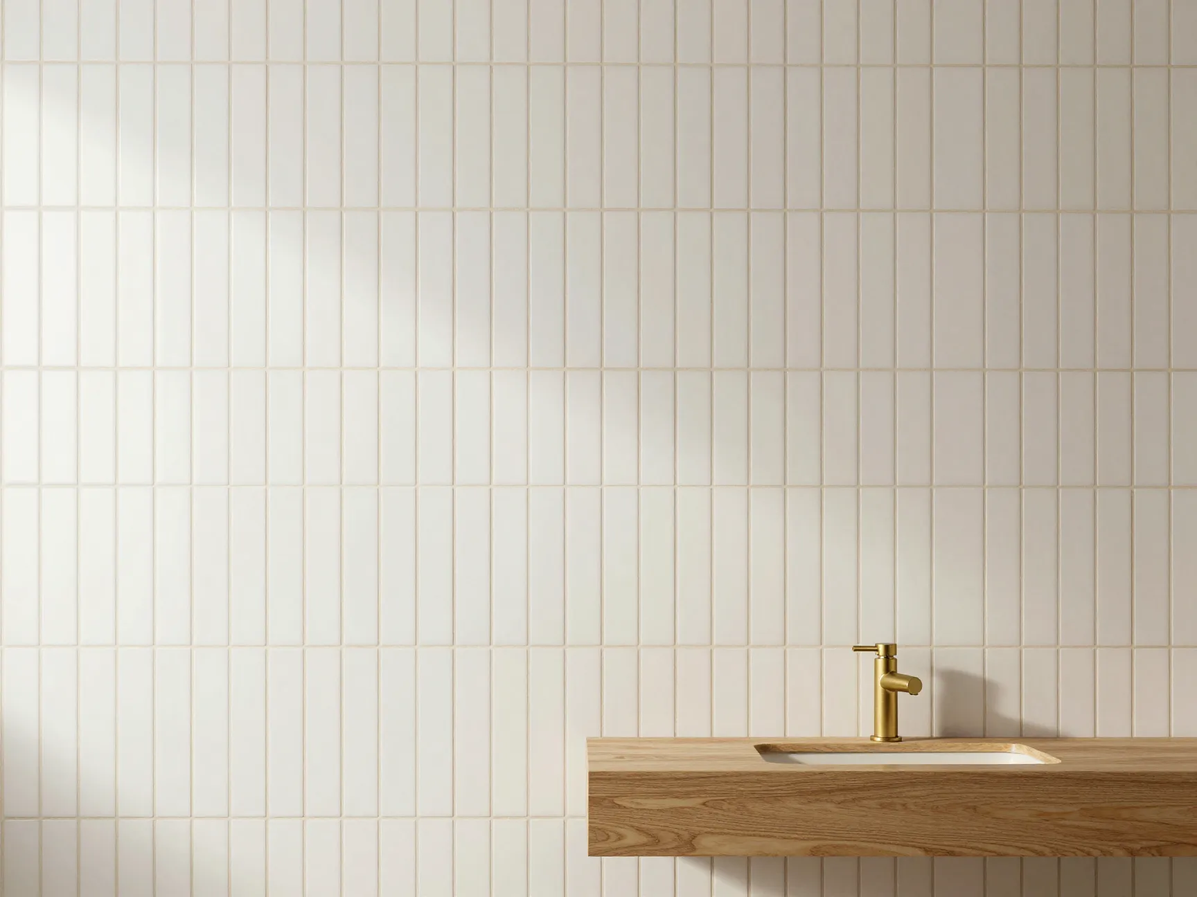Use vertical striped tiles to add height