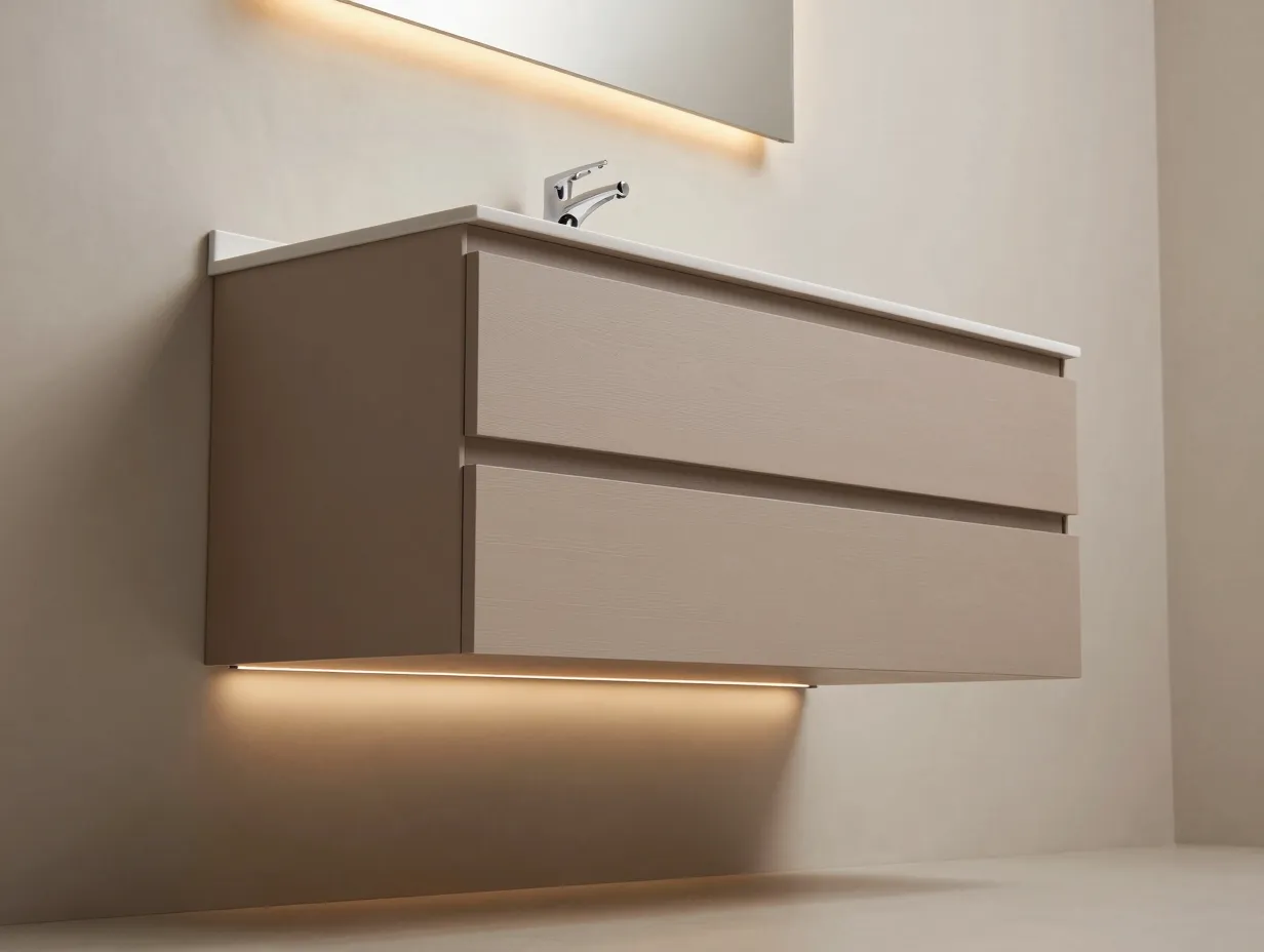 Choose a floating vanity with hidden storage