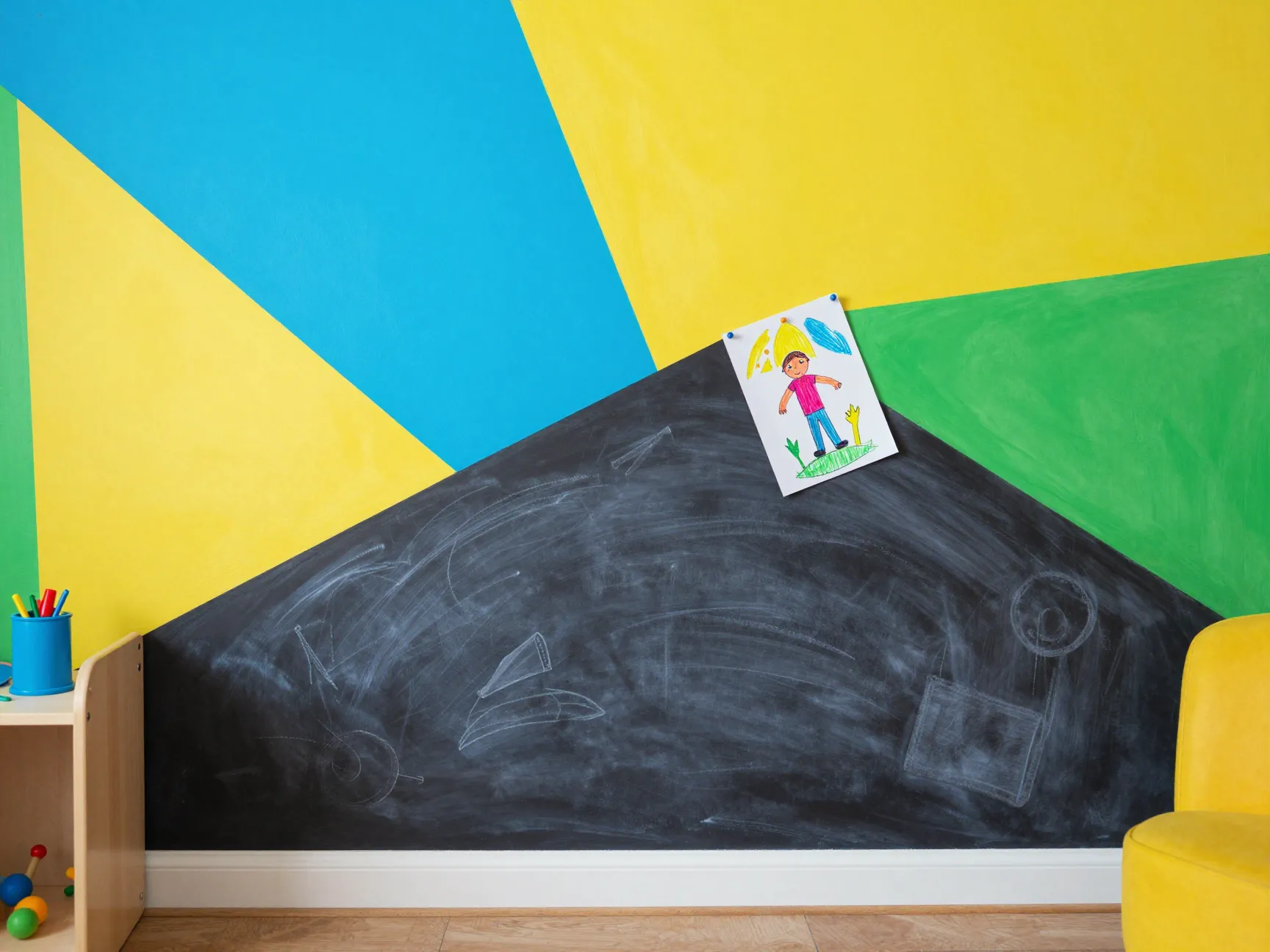 Bold accent paint and color blocking for childrens rooms