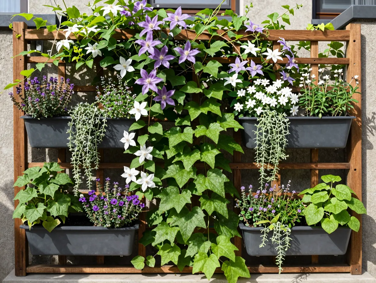 Go vertical with wall mounted planters and climbing plants