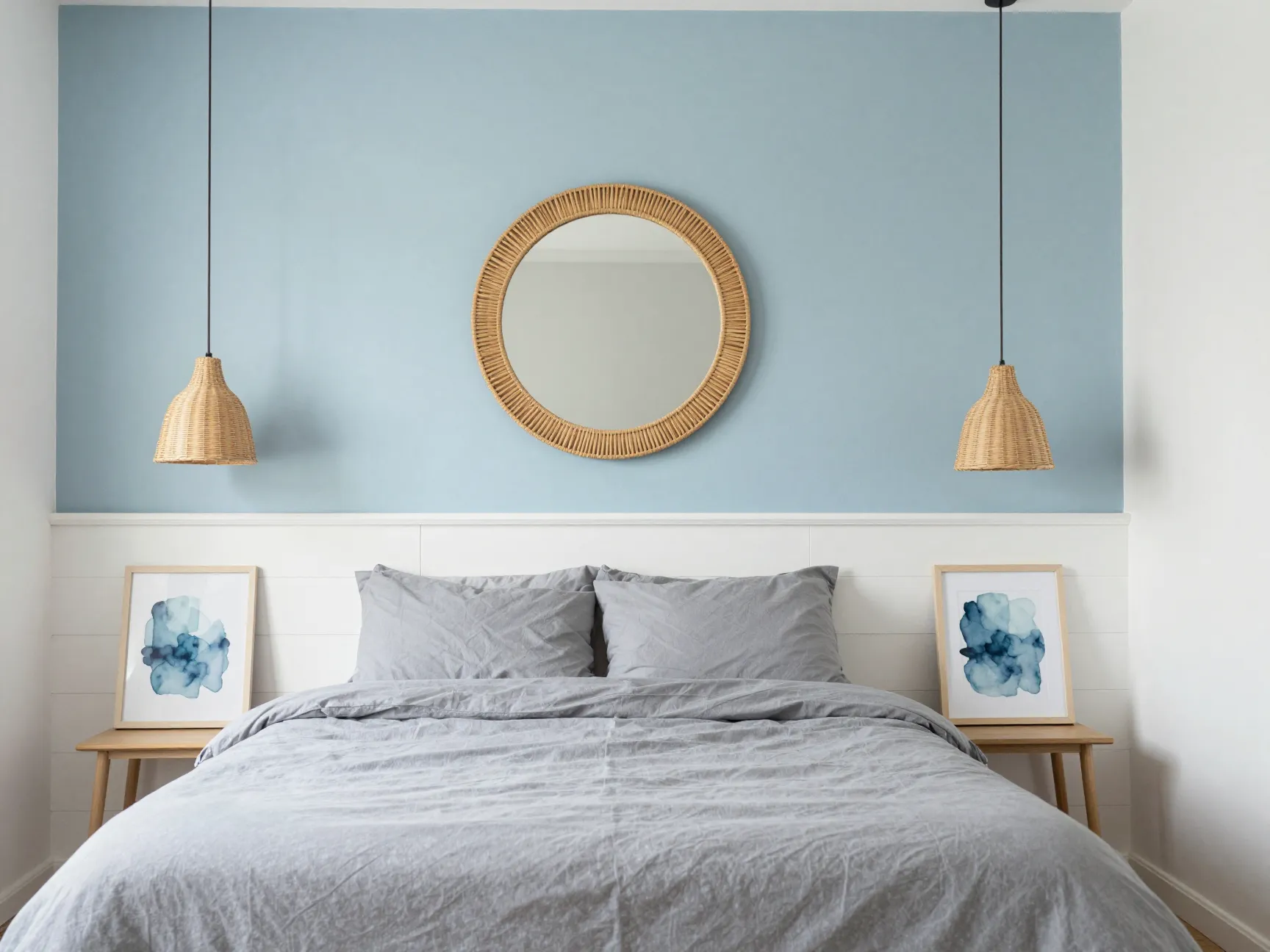 The powder blue sky inspired accent wall