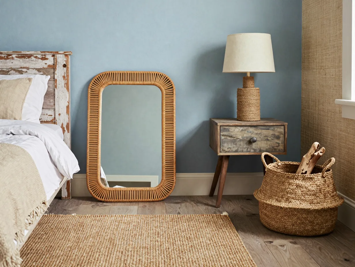 Natural textures that make blue rooms feel like sanctuaries