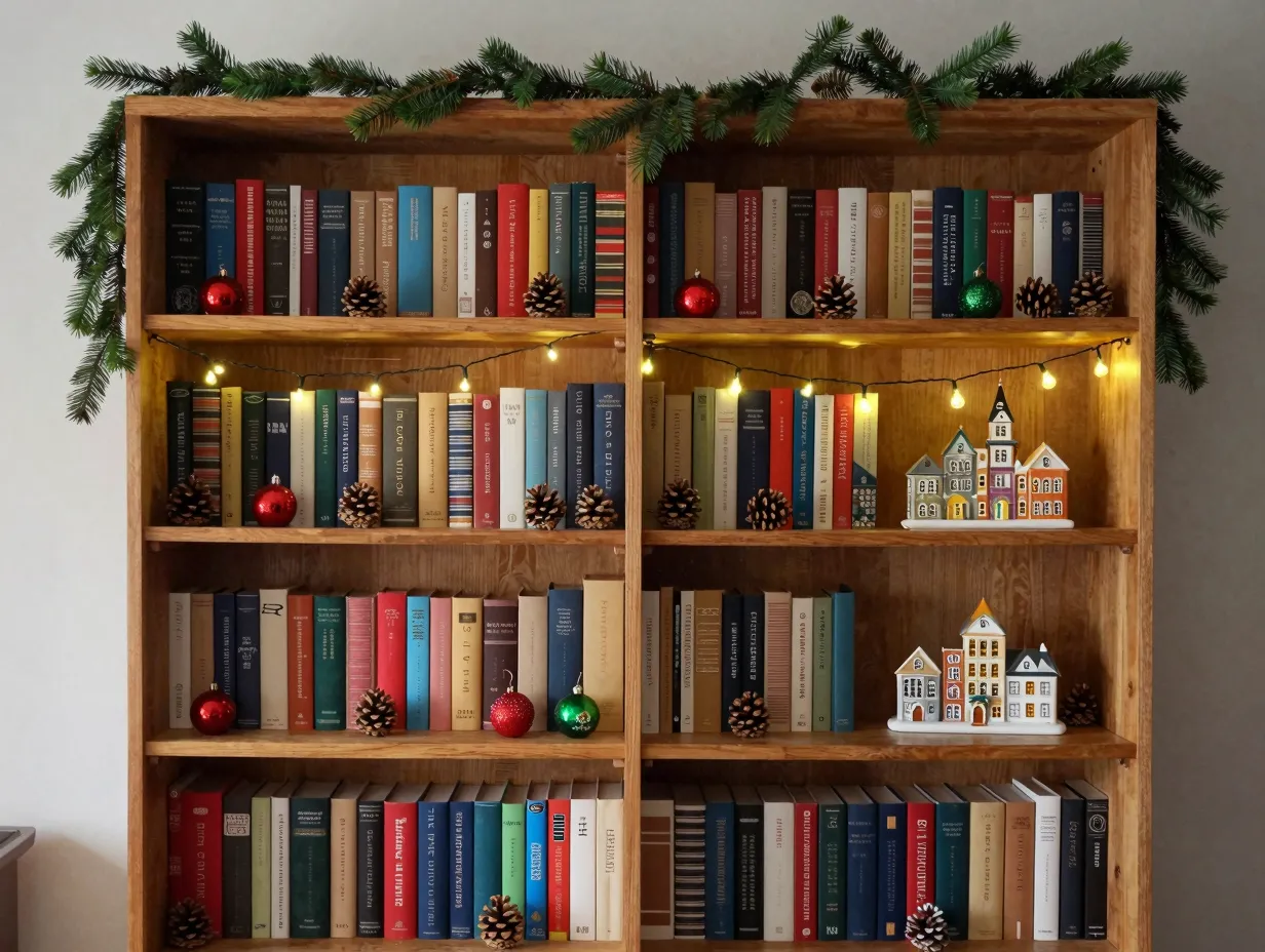 Treat your bookcase as a christmas display