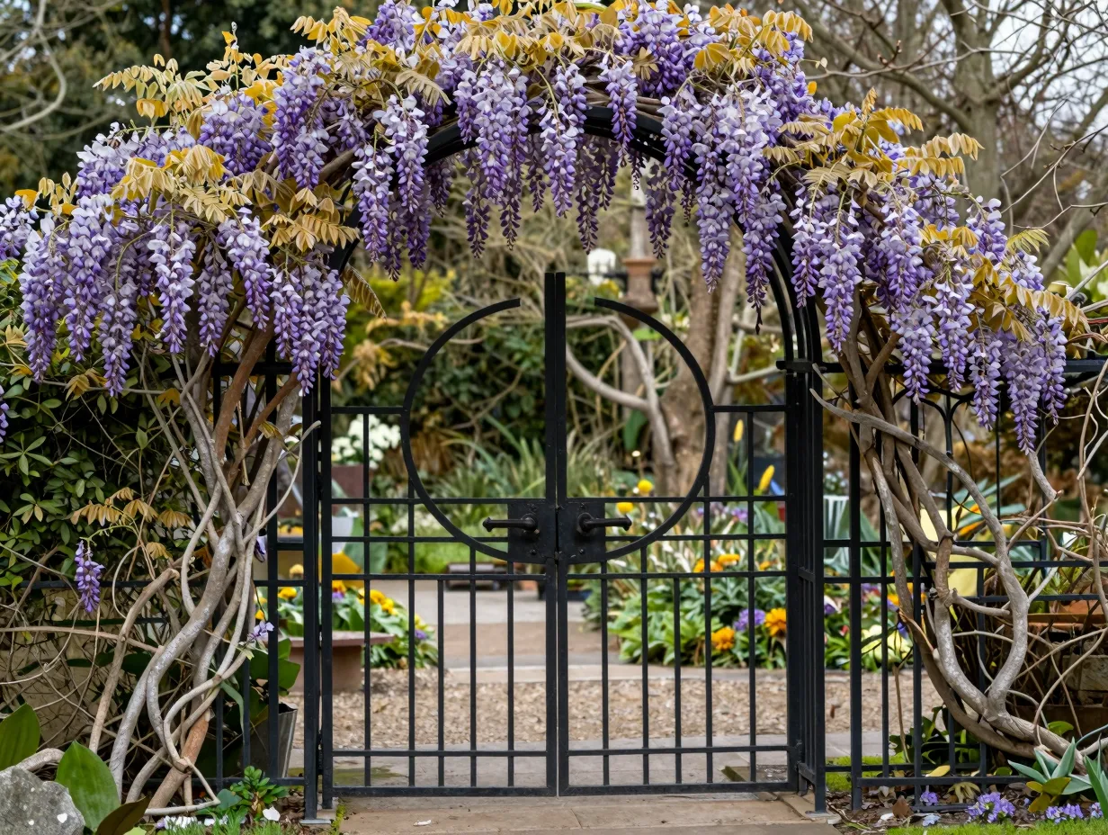 Install durable metal trellises for climbing drama