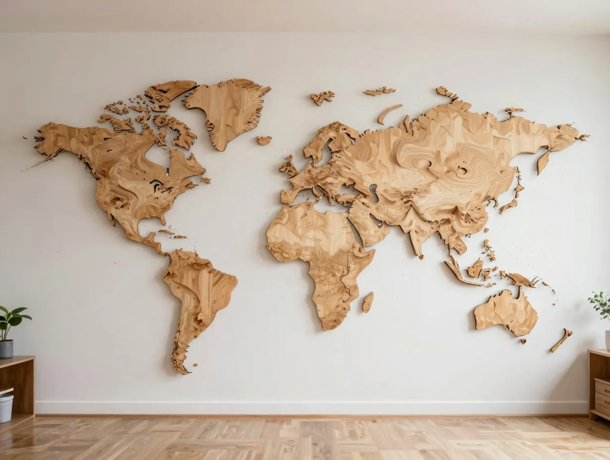 3d wooden world maps and cartographic art