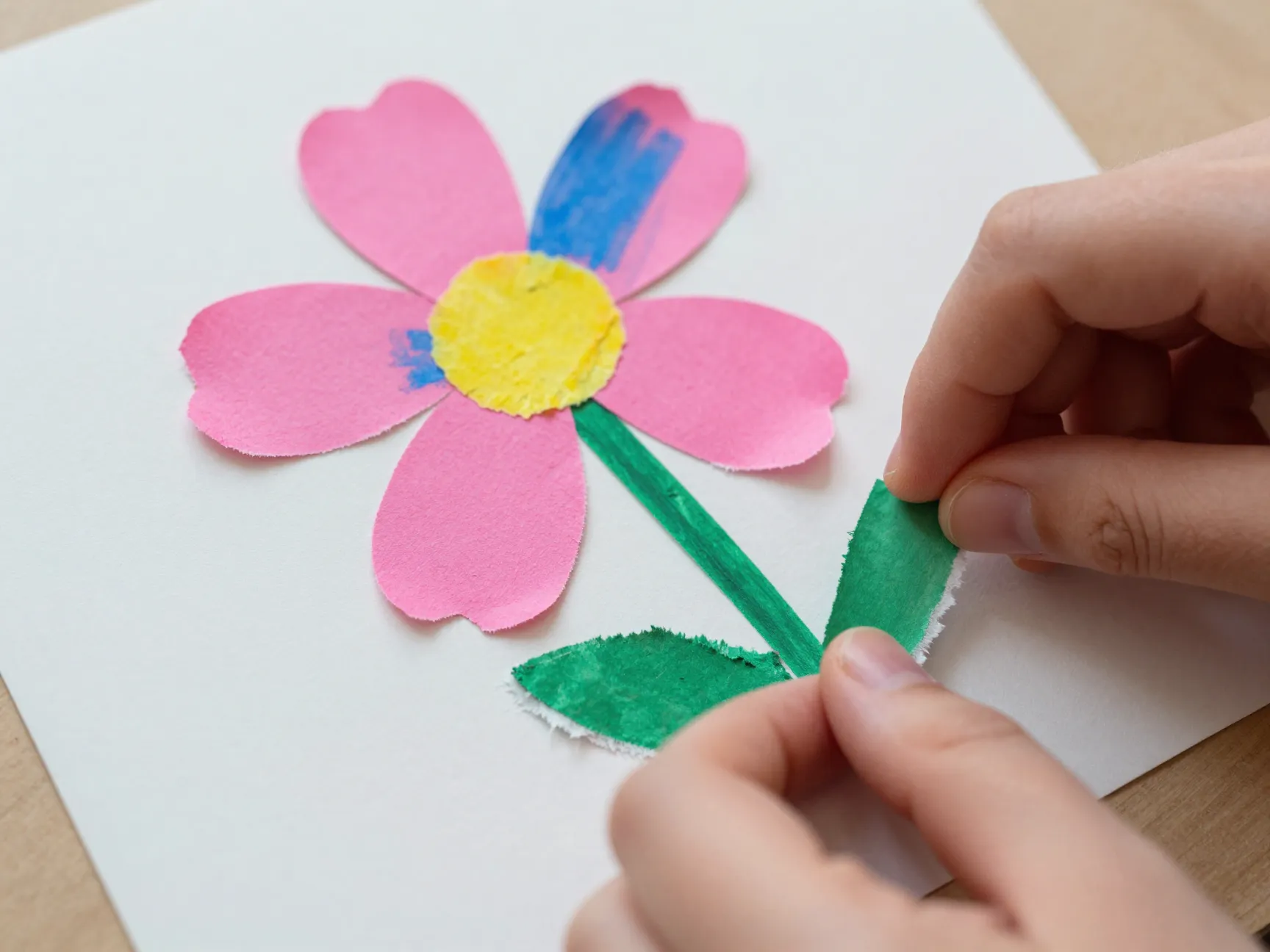Torn paper petal flowers