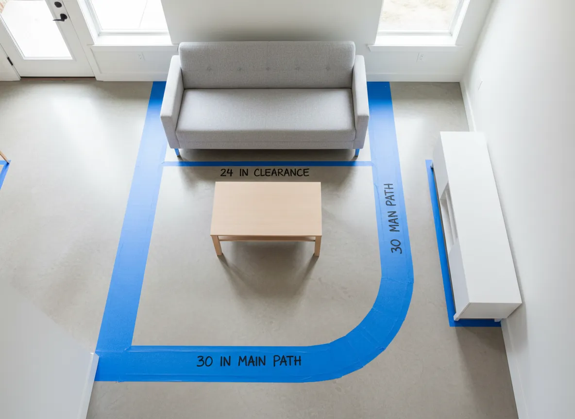 Define clear pathways with 24 to 30 inches of clearance