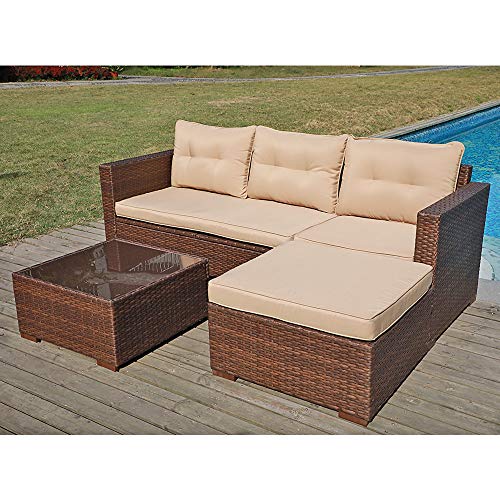 SUNSITT Outdoor Sectional Sofa 4 Piece Furniture Set Brown ... SUNSITT Outdoor Sectional Sofa 4 Piece Furniture Set Brown ... on Outdoor 4 Piece Sectional id=43182